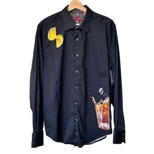 Robert Graham Black Shirt with Yellow and Orange Details
